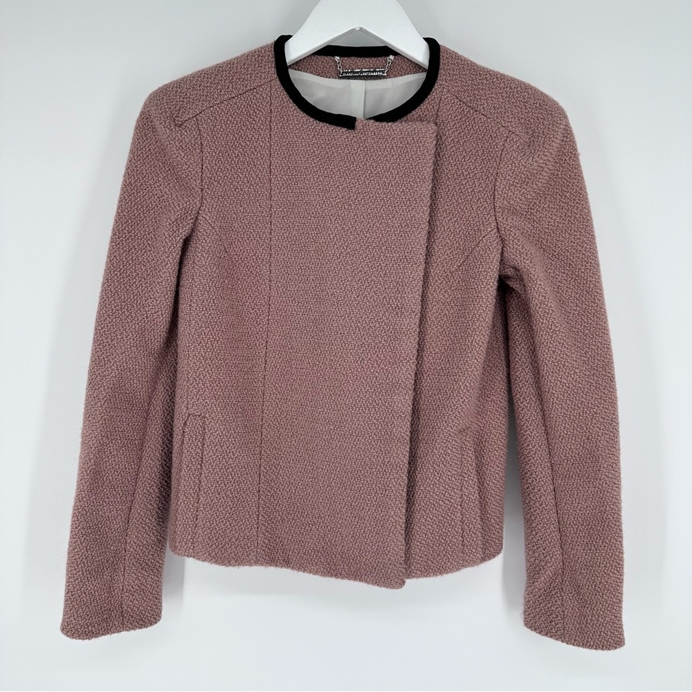 Diane von Furstenberg Emily Dusty Rose Wool Pulled Tweed Jacket